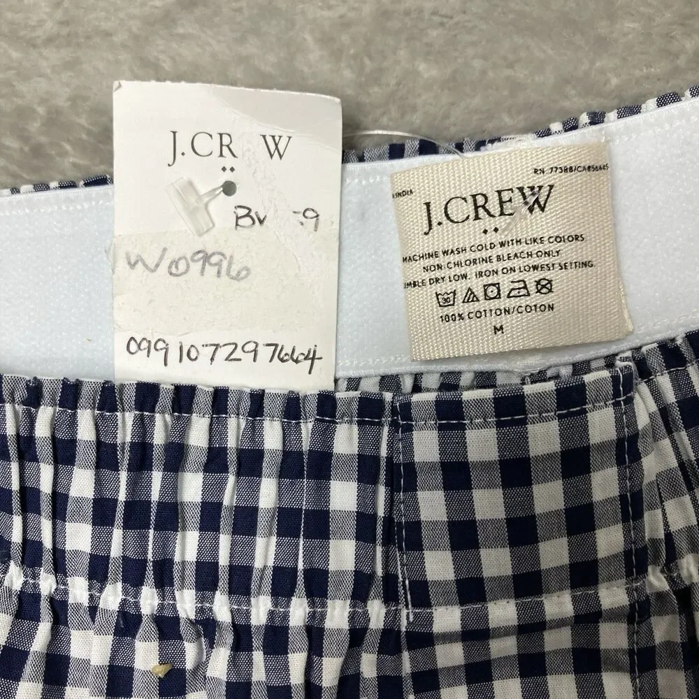 J Crew Boxers Mens M‎ Navy Blue Gingham Cotton Sleep L Shorts BV599 Loungewear